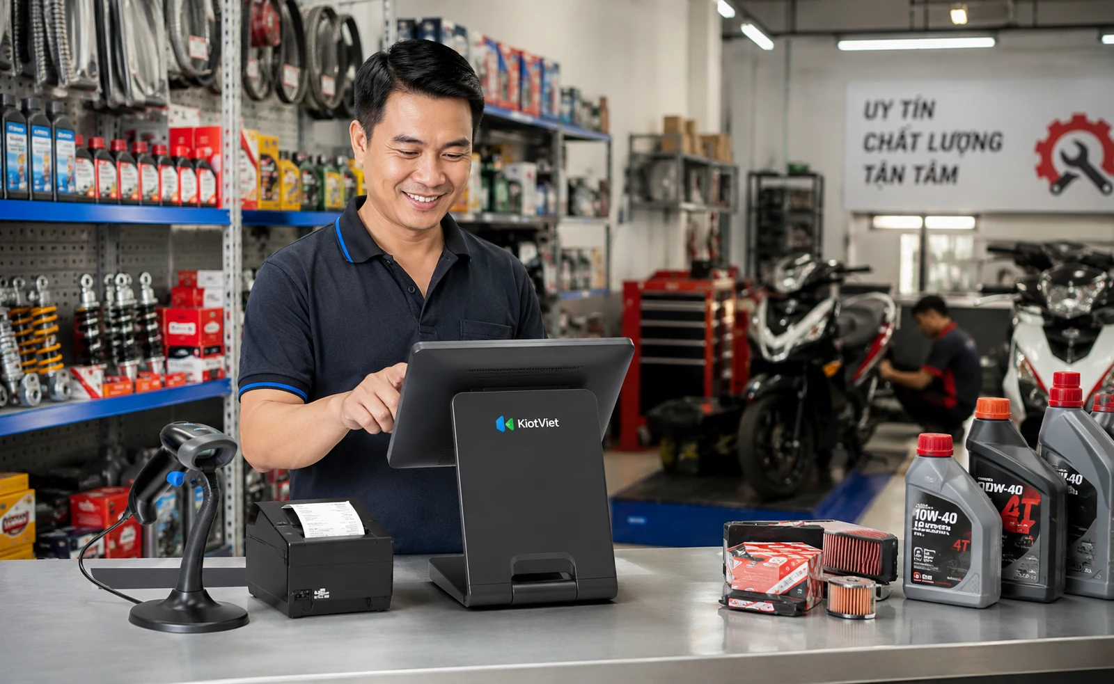 Phần mềm quản lý cửa tiệm Xe, máy móc và linh kiện KiotViet